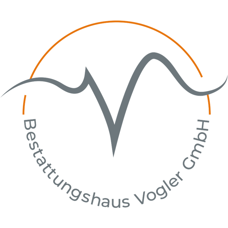 Logo des Bestattungshaus Vogler GmbH mit stilisiertem „V“ und orangefarbenem Bogen