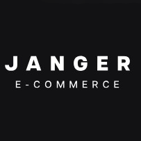 Logo der JANGER GmbH mit weißem Schriftzug auf schwarzem Hintergrund